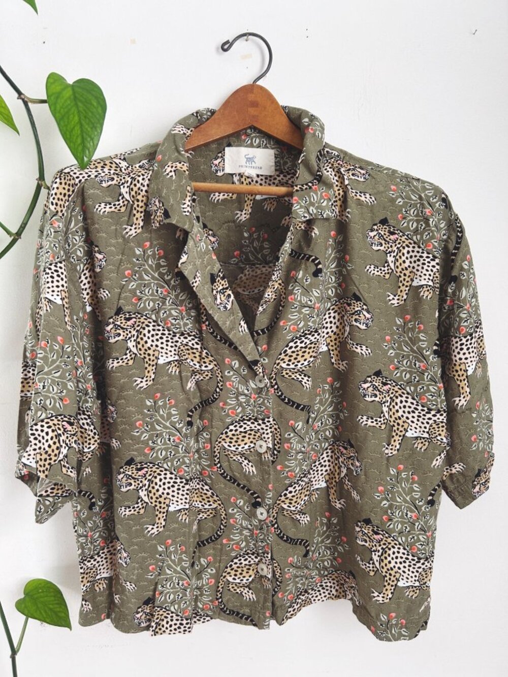 Printfresh Bagheera Leopard Print Pajama Set Green Small Organic Cotton Blend S - Picture 5 of 16